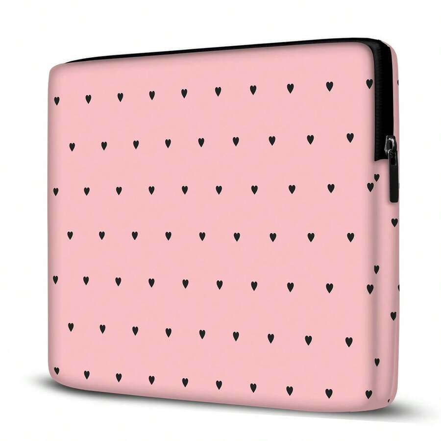 Neoprene Notebook Case Cover Briefcase Bag 15.6 Inches - CN - Polka Dot Hearts - 淺粉色 - 查看 1