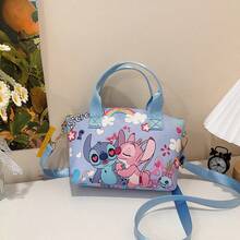 Conjunto de bolso de mano mini y bolso bandolera con estampado gráfico de Lilo y Stitch / Angel - Bolsos de lona multicolor con estilo, con correa de hombro ajustable - Accesorio casual y versátil para uso diario - El regalo perfecto y divertido para adolescentes y adultos jóvenes en cumpleaños u ocasiones festivas