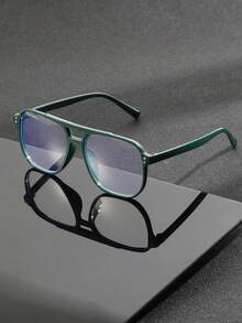 1 Pair Men's Retro Double Bridge Aviator Frame Fashion Glasses, Suitable For Fashion Outfits, Party Decoration, Outdoor Travel, Beach Vacation, Cycling, Driving, Outdoor Sports, Daily Use