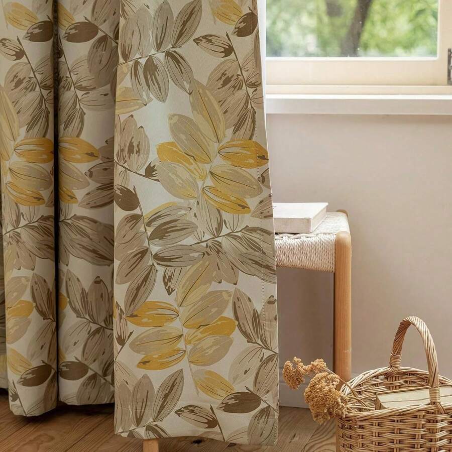 Floral Curtains For Bedroom Pattern Dark Green Vintage Painting Flower Blackout Window Drapes Room Darkening For Living Room 84 Inches Long 2 Panels-WillowSheen - 棕色 - 查看 1