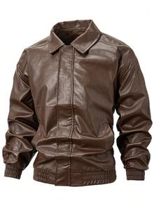 جاكيت جلدية رجالية كاجوال فضفاضة، مناسبة للخريف والشتاء
