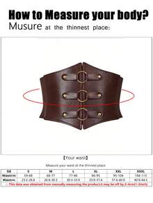 1件女士咖啡棕色时尚PU皮革弹力束腰带，带圆形环装饰，用途广泛，适合万圣节、文艺复兴时期服装等场合。 - 咖啡棕 - 查看 4