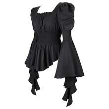Womens Tops And Blouses Victorian Pirate Skirt Costumes Steampunk Plus Size Renaissance Shirt{"Size_name":"XX-Large","Color_name":"33046black"} - 33046黑色 - 查看 3