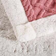 Boreal Diamond Plush Premium Double-Sided Ribbed Double Blanket With Sherpa - Wine - View 3