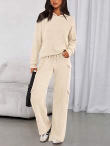 PRETTYGARDEN Women's  Spring Fall  Sweatsuits 2 Piece Sets  Outfits Lounge Matching Hoodie Set Travel Going Out Outfits Track Suits Winter Clothes New Years Valentine Vacation Outfits For Women Sweatsuit Set Women - 米色 - 查看 1