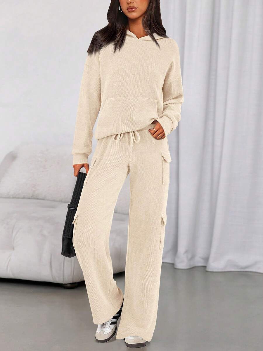 PRETTYGARDEN Women's  Spring Fall  Sweatsuits 2 Piece Sets  Outfits Lounge Matching Hoodie Set Travel Going Out Outfits Track Suits Winter Clothes New Years Valentine Vacation Outfits For Women Sweatsuit Set Women - 米色 - 查看 1