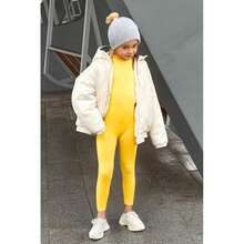 YgneeDom Kids Girls One Piece Spandex Unitards, Long Sleeve Turtleneck Unitard, Full Body Catsuit, Dance Leotard Costumes{"Color_name":"Yellow","Size_name":"Large"} - 黃色 - 查看 4