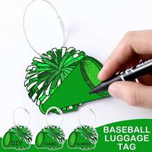 12 Pcs Cheer Luggage Tags Suitcases Travel Labels With Metal Ring Cheer Pom Pom Keychain Name Cheerleader Teams Gifts Cheerleading Sports Accessories Backpack Charms Women - Green + Cheer - View 5