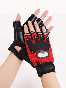 A Pair Of Family Fitness, Finger-Opening PU Motorcycle Riding Gloves, Punk Hip-Hop PU Gloves, Outdoor Riding Gloves, Half-Finger Gloves, Motorcycle Gloves, Durable Fitness Gloves, Outdoor Sports Mountaineering Gloves For Gym Training
