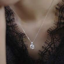 1 Piece Sterling Silver Round Bag 2 Carat Necklace Inlaid With Collarbone Chain Korean Version High-End Niche Exquisite - 2 Carat Round Necklace - View 6