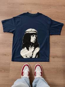 Basic T-Shirt With Djavan Print - 藏蓝色 - 查看 1