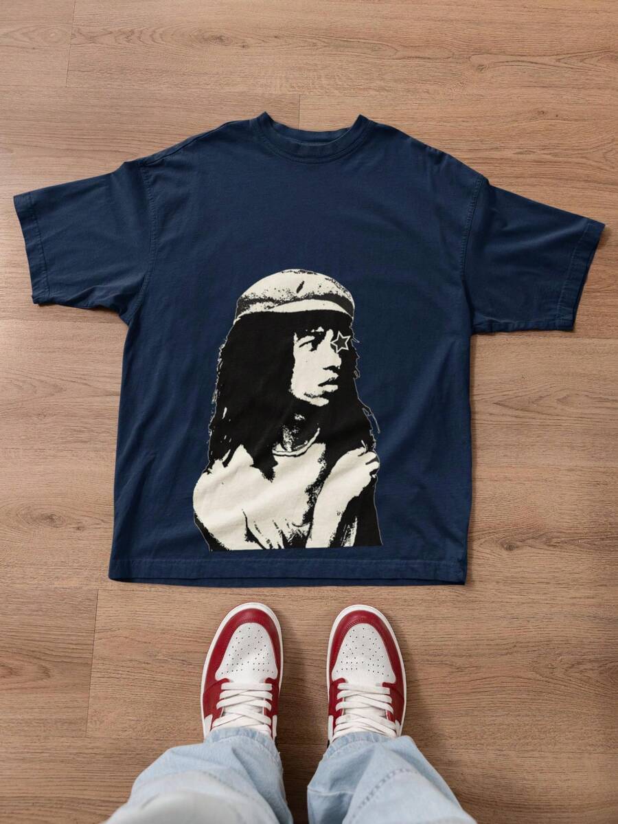 Basic T-Shirt With Djavan Print - 藏蓝色 - 查看 1