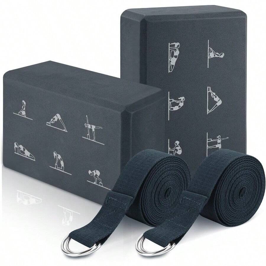 RUIENG Yoga Blocks Se Ih Ss Hi Dey Yoga Blocks Liei EVA Foam Yoga Brk Pila Block 2 Yoga Blocks Ih 2 Yoga Ss For Yoga Pila Fiss Sreching And Oning