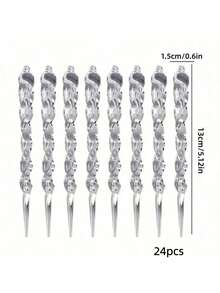 24pcs Transparent Spiral Icicle Christmas Ornaments, Artificial Ice Cicle Pendants, Christmas Tree Decorations, Home Decor, DIY Crafts, Birthday Party, Holiday Decorations