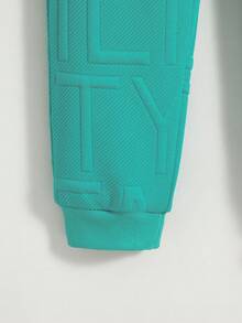 Set de 2 piezas Chaqueta con capucha con cremallera y pantalones de unicolor casual para niños, primavera/otoño - Agua verde azul - Ver 11