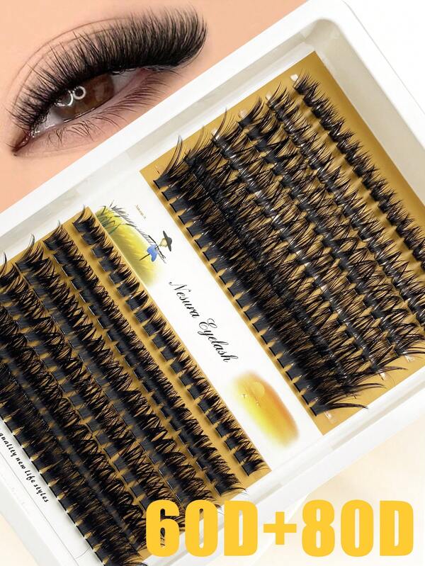 240pcs 12-Row Fluffy Eyelash Clusters, 30D+40D/10D+20D/60D+80D Individual Eyelash Extensions, Dense And Voluminous Eyelash Extensions, D Curl, 9-18mm Length, Thin And Delicate Eyelash Cluster Kit For DIY Eyelash Application, Suitable For Beginners And For Creating A Natural, Eye-Enhancing Look.