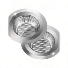 2pcs Stainless Steel Kitchen Sink Strainer For Washing Vegetables - Large Size, Diameter 4.5 Inches, Anti-Clogging Microporous Type, Wide-Edge Drainage Filter - one-size - 查看 3