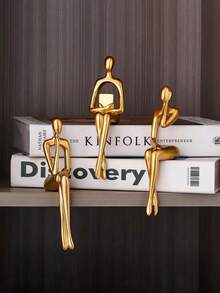 3pcs Gold Thinker Statue Home Decor, Modern Abstract Art Sculpture Decorative Accessories Suitable For Coffee Table, TV Cabinet, Desk, Bookshelf (Gold)