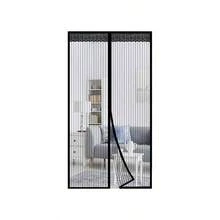 - Cortina de puerta anti - mosquitos, Mosquitera Magntica para Puertas, Anti Insectos Moscas y Mosquitos con Cinta de Botn de Nylon Adhesiva, Sala de Estar, Balcn, Puerta100cmx 210cm, Negro - 100cm x 210cm + Negro - Ver 2