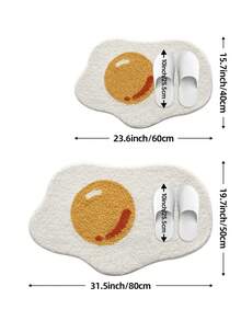 1pc Cartoon Egg Bathroom Rug, Soft Absorbent Bath Mat Accessories, Non-Slip Backing Carpet And Machine Washable, Suitable For Living Room, Vanity, Bathtub, Shower, Sink, Khaki, Thickened & Plush Entryway Decor Bathroom Kitchen Decor, Laundry Room, Festival Decor Room, Entryway Rug, Runner Rug, Autumn, Winter, Bedroom Decoration, Autumn Decor, Carpet, Halloween, Thanksgiving, Christmas Decoration