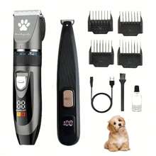 1 Set Of 2pcs Pet Electric Clipper With LED Digital Display Battery Level, Low Noise Pet Electric Trimmer Grooming Kit For Brushing Dogs And Cats Hair, Professional Pet Beauty Clipper Electric Trimmer Kit