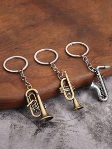 1pc Mini Saxophone Metal Keychain, Bohemian Style Musical Instrument Pendant | Music Themed Small Gift, Thoughtful For Father, Creative For Friends, Fun For Children, Dopamine Decor Christmas - Multicolor - View 1