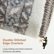 Soft Neutral Area Rugs 5x7, Washable Rug With Non Slip Backing, 5 X 7 Faux Cashmere Low-Pile Carpet, Cream White & Blue & Light Brown,  2025 Design - 灰色和黃色 - 查看 3