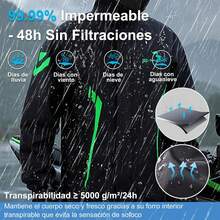 Impermeable Motociclista Hombre y Mujer, Chamarra para Motociclista Hombre y Pantalón Impermeable, con Reflejos, Entrepierna Amplia, Transpirable, Comodidad y Duradero - Negro - Ver 2