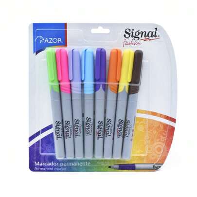 Set de 8 Marcadores Permanentes Multicolor de Punto Fino - Plumones de Plástico para Adultos, óvenes y Niños