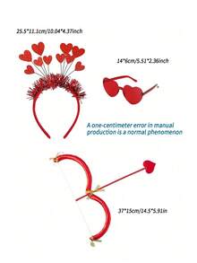 4 sztuki Najlepszy prezent na Boże Narodzenie i Walentynki – opaska w kształcie serca, etui na okulary w kształcie serca, kokarda Kupidyna, niespodzianka dla przyjaciół, odpowiednia na bal maskowy, imprezę, sesję zdjęciową