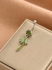 不锈钢脐环，镶有水钻，防过敏，适合万圣节，- 心形、十字架、蝴蝶、枫叶、椰子树、乌龟、蜜蜂、高跟鞋、骷髅、牛头、蜘蛛 - 肚臍環 - 查看 4