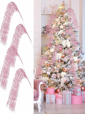 1/4/7 pièces Tiges de baies artificielles longues et scintillantes, bâtons décoratifs avec perles, branches brillantes bouclées, saule pour décoration de sapin de Noël, vase, fête, mariage, DIY, décoration de la maison