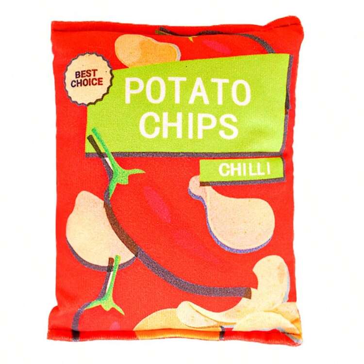 毛绒逼真沙沙作响薯片造型宠物玩具，适合狗狗、猫咪、泰迪熊、小型和中型犬种、柯基犬等。 - 彩色 - 查看 11