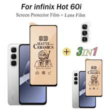 2 PIEZAS de película protectora de vidrio templado y película suave de cerámica + película para lente para Infinix Hot 60 e Infinix Hot 60i