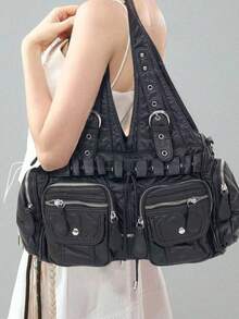 Y2K Vintage Women's Handbag With Large Capacity, Retro Rivets, Multiple Pockets, Personalized Street Shoulder Bag, Fashionable And Detachable Shoulder Strap, Women's Wallet With Multiple Colors To Choose From, Perfect For Parties, Commuting, Gatherings, And Work As A Perfect Fashion Gift