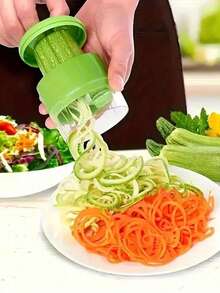 1 pieza/2 piezas Rallador espiral multifuncional de cocina, pelador y espiralizador rotativo de zanahoria y pepino, cortador de verduras, adecuado para restaurantes. Manual con cuchillas de acero inoxidable para rallar frutas, herramienta de cocina multifuncional, fácil de usar, diseño desmontable, adecuado para zanahorias, pepinos, patatas, etc., disponible en 4 temporadas, perfecto para regalos de Navidad, Halloween, Nochebuena, cumpleaños