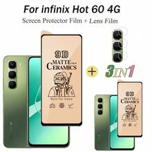 2 PIEZAS de película protectora de vidrio templado y película suave de cerámica + película para lente para Infinix Hot 60 e Infinix Hot 60i