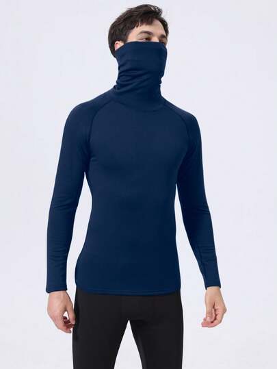 Herr höst/vinter varm termofodrad balaklava med hög hals, köldtålig ansiktsskyddande termotopp