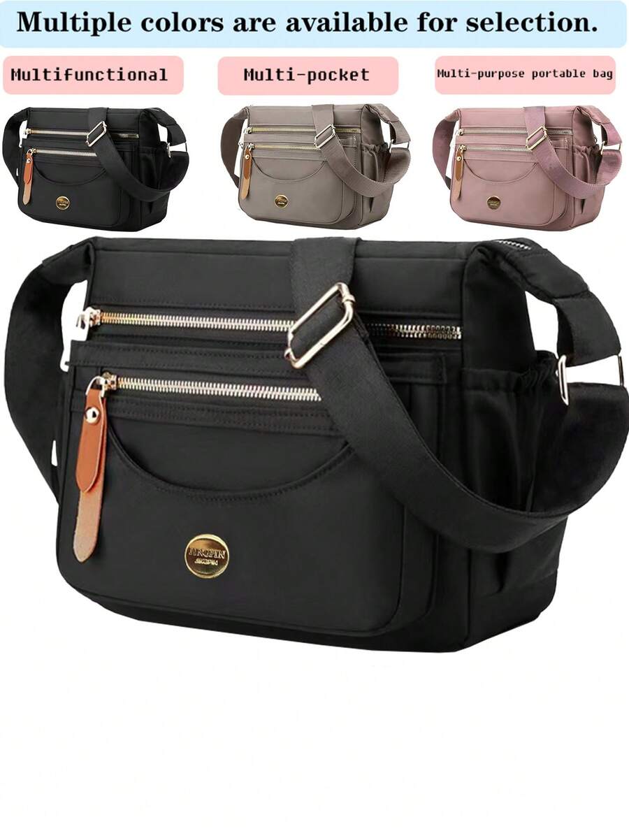 多口袋女包，单肩包，女士街头斜挎包，尼龙面料包 - 彩色 - 查看 1