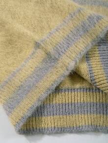 ANDREILEE 男士条纹毛绒保暖圆领长袖套头毛衣，欧美街头时尚，春、秋、冬三季皆宜 - 黃色 - 查看 8