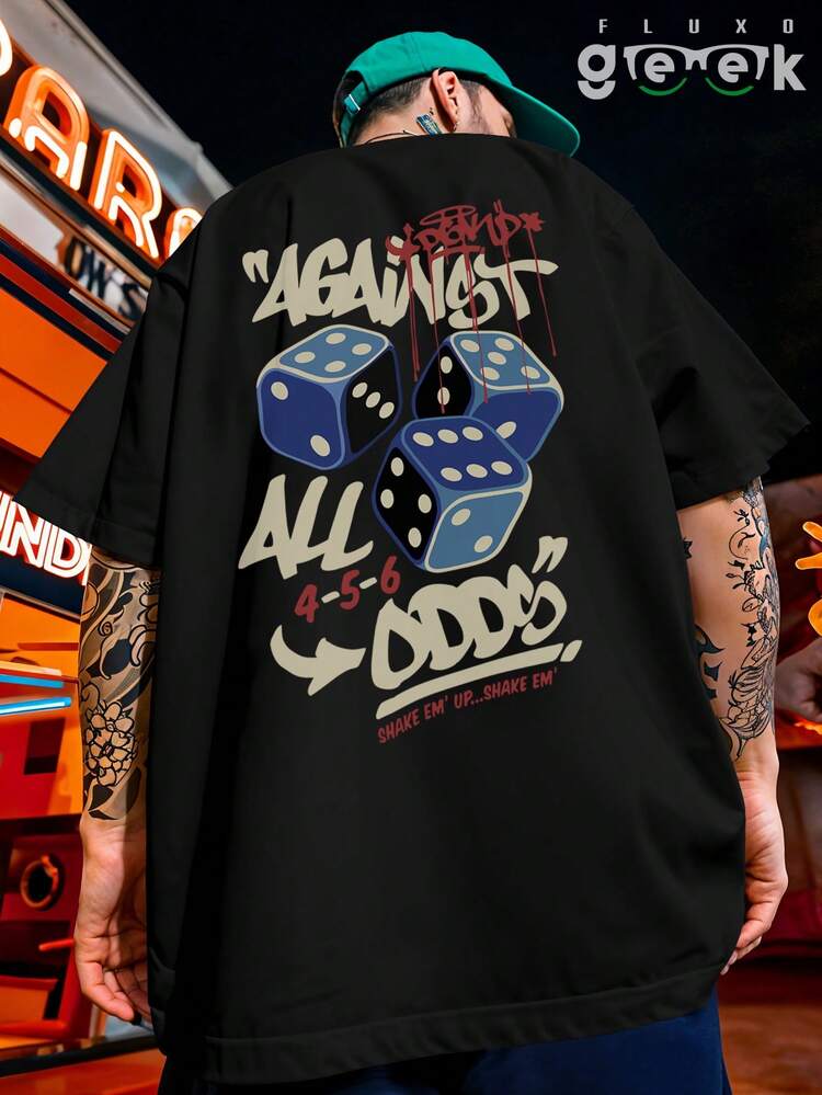 Camiseta Camisa Oversized Streetwear Dados Jogos Grafite
