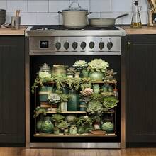 Magnetic Stickers, Succulent Green Plant Dishwasher, Refrigerator Stickers, Stove Cover Pads, Enhance Space Quality, Make Appliances Wear-Resistant And Scratch-Resistant, Self-Adhesive, Firmly Attached, Suitable For Refrigerator, Dishwasher, Sterilizer, Washing Machine