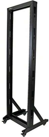 StarTech.com 42U 2-post open frame serverrack, 19 inch 2-post serverrack met wielen voor netwerk- en IT-apparatuur, voor smalle ruimtes, 2POSTRACK42