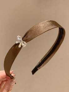 1 pieza Diadema elegante y versátil con lazo de strass para mujeres, accesorio para el cabello