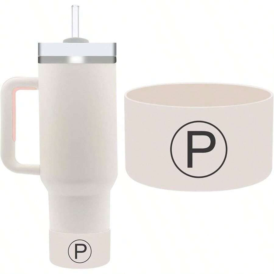 Initial Letter Protective Silicone Boot H2.0 40 30 20 Oz IceFlow Flip 30 20 Oz, Anti - Noise Anti - Scratch, Tumbler Protector Sleeve Cover Boot - P - Xem 1