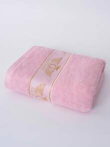 1件/2件装金线翅膀字母刺绣竹纤维毛巾套装，超柔软、高吸水性、不掉毛，现代奢华浴室毛巾，情侣礼物，家居轻奢浴室配件 - 淺粉色 - 查看 5