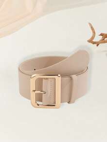 1 chiếc thắt lưng da PU thời trang tối giản, sang trọng, khóa chữ D mạ vàng thanh lịch dành cho nữ, thích hợp cho váy, áo phông, áo khoác, phụ kiện thời trang hàng ngày, công sở, đi làm, quà tặng ngày lễ - Màu be - Xem 9