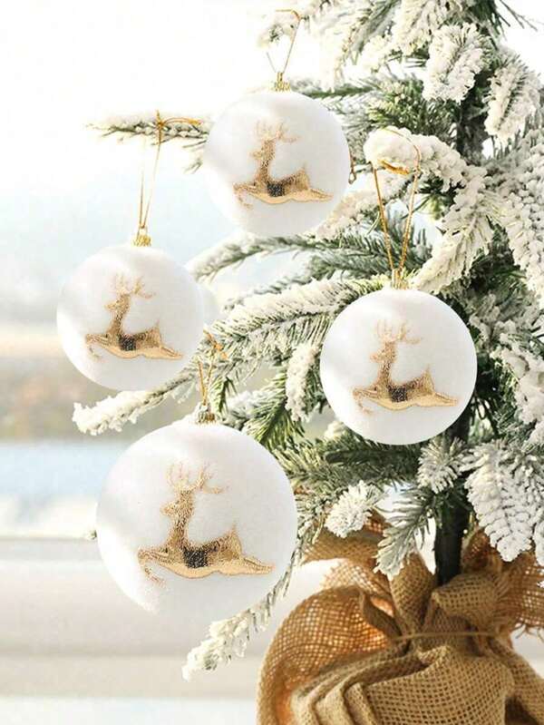 1/6pcs-Christmas Snowball Ornaments - Christmas Tree Ornaments - Gold Elk Pattern Snowballs - Gold Snowflake Pattern Snowballs - Christmas Tree Balls - Winter Party Decorations - Christmas Decorations - Christmas Home Decorations - Christmas Party Favors - Christmas Party Supplies - Fireplace Decorations - New Year Decorations