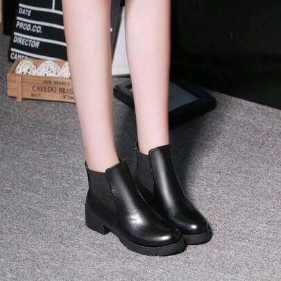 女士厚底系带靴，踝靴，摩托车皮靴，中筒靴，舒适户外靴