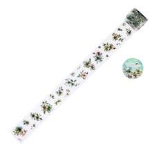 1 rolă bandă adezivă cu cerneală albă, decupată cu matriță PET, autocolante DIY pentru scrapbooking floral vintage, potrivite pentru cadouri, birou, casă, marcare, etichete, clasă, jucării, planificator pentru studenți, autocolante decorative vintage creative